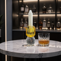 Support de bougie chauffe-plat à deux niveaux en cristal K9 facetté, vert, en cristal assemblé, poli haute brillance, fait main, modèle Jingxiao 112, pour table