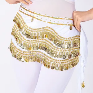 Bollywood Dance Belly Dance Costume Performance Hip Scarf For Women Practice Training Belt Velvet Bollywood Wrap Skirt Gold Coins Indian Adults