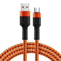 Kabel Pengisian Cepat Nylon Braided Grosir untuk USB Android TPC Ponsel Fungsi Data OTG Tipe-C