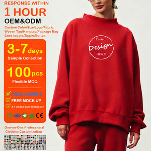 Sudadera de cuello ancho de algodón de alta calidad para mujer, estilo holgado, bordada, cuello simulado, venta caliente al por mayor - Product Image 1