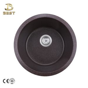 Évier de cuisine à une cuvette en quartz noir fabriqué au Vietnam avec égouttoir et robinet double style - Product Image 5