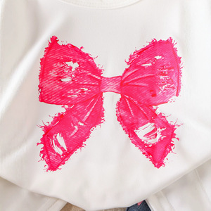 Completo 2 Pezzi per Bambine con Fiocco 3D, Maglietta a Maniche Corte e Pantaloni, Set Casual per Bambini - Product Image 3
