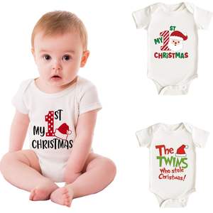 Vente en gros <span class=keywords><strong>de</strong></span> body pour nouveau-né 2025, <span class=keywords><strong>premier</strong></span> Noël, coton, une pièce, chapeau <span class=keywords><strong>de</strong></span> Père Noël et sac à double thème, 0-12 mois, OEM ODM - Product Image 1