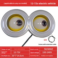 Phare de moto 12V amélioré GOGO, phare LED jaune à double lentille de style compact pour trottinette électrique
