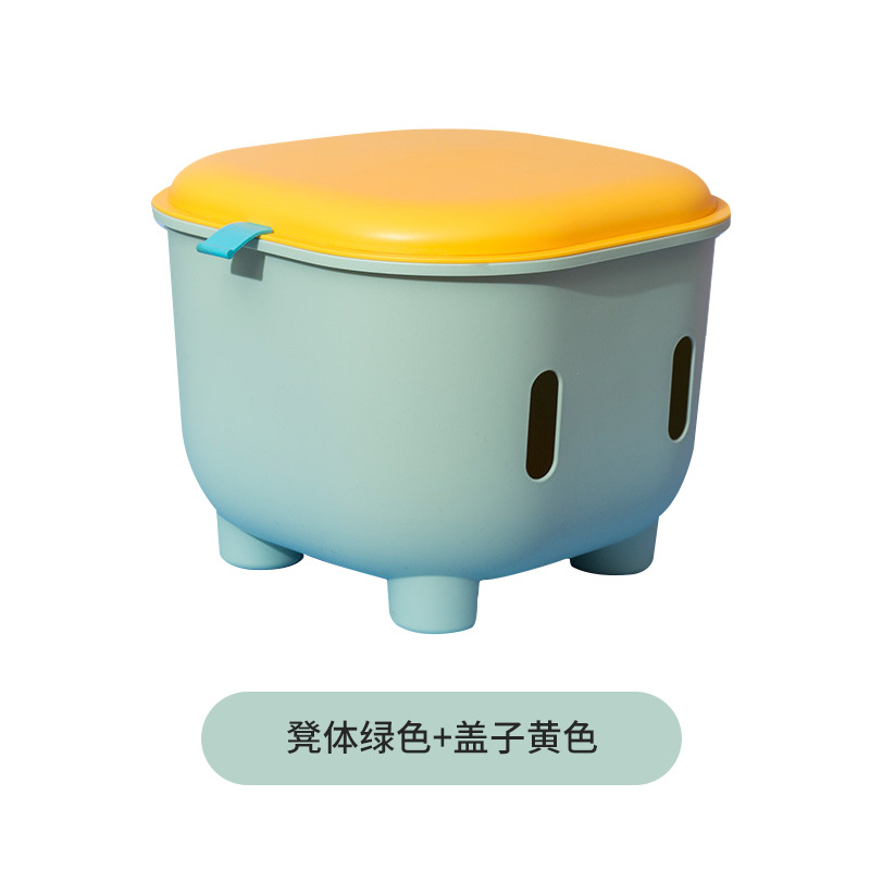 Green stool with yellow lid (Walmart price: 69.9 yuan)