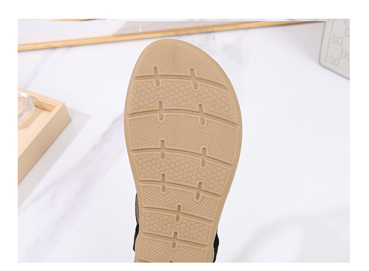 New Bohemian Sandals Simple Casual Flat Bottom Clip Toe Comfortable Rhinestone Sandals Femme