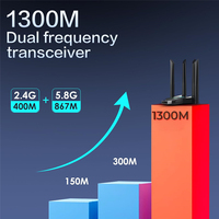 Tarjeta de Red Inalámbrica USB de 1300 Mbps, Adaptador WiFi USB Gigabit de Doble Banda 2.4G/5.8G sin Controladores, con 4 Antenas