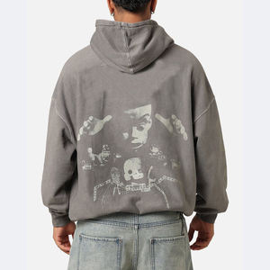 Hot Sale Fashion Men's Loose Hooded <strong>Pullover</strong> Making <strong>Old</strong> Skull Pattern Cotton Hoodies Custom Spring Autumn Casual Hoodies - Product Image 2