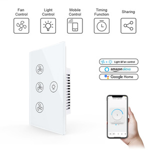 Tuya Smart WiFi Fan <b>Light</b> Switch 2.4Ghz AC 100-240V Tempered Glass App Control With <b>Timer</b> Voice Remote - Product Image 4