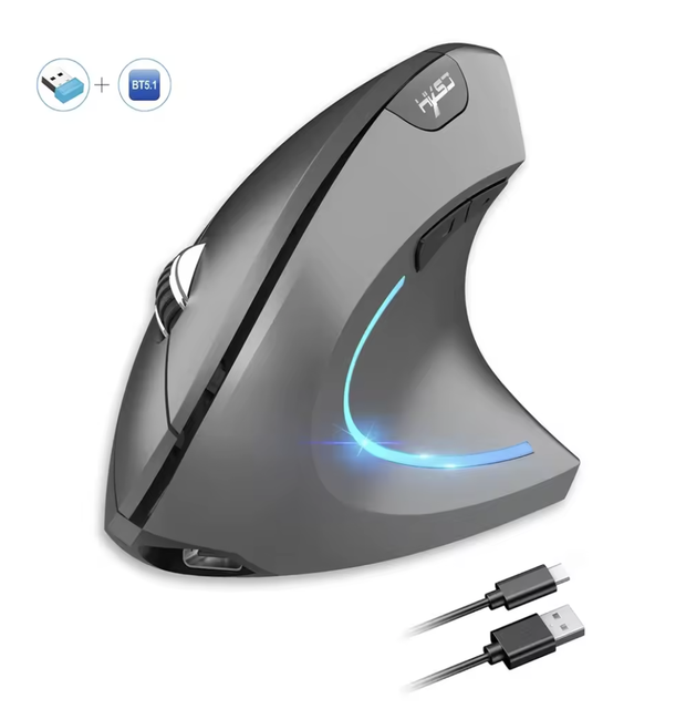 Dual Mode Mini Wireless Optical Mouse with LED Backlit and Mute Function USB & for Bluetooth Charging for Computer Office Gaming