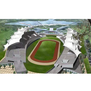 Structure de toit de tribune de stade en treillis spatial en acier avec membrane architecturale, auvent d'ombrage en tissu tendu PVDF - Product Image 4