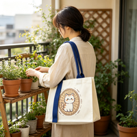 Sac de rangement pratique et réutilisable en toile sérigraphiée personnalisée avec motif de dessin animé, fermeture éclair et poignée longue, pochette de voyage