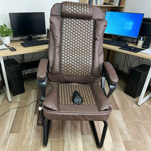 Multifunction Jade Massage Chair with Thermal Heating Red Photon and Vibration for Back Pain Relief and Deep Relaxation