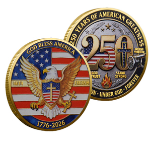 Pièce commémorative en métal sur le thème « God Bless America », artisanat métallique, médaille du 250e anniversaire, décoration patriotique, cadeau de collection - Product Image 1
