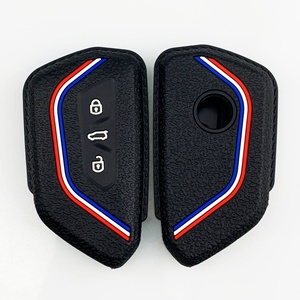 Funda de silicona en relieve para llave de coche, funda inteligente para llave sin llave con tira de <span class=keywords><strong>3</strong></span> colores para VW <span class=keywords><strong>Volkswagen</strong></span> Golf 8 - Product Image 4