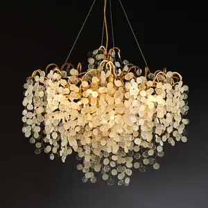 Lámpara LED de lujo para sala de estar, diseño nórdico, de aluminio, cristal pop, iluminación de latón