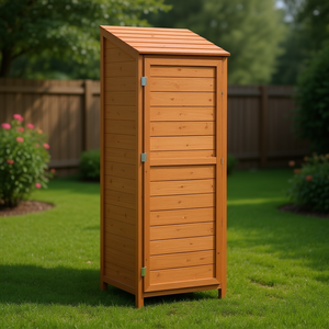 Solid Wood Fir Garden Shed 21.7x20.5x68.7 Inches Brown Color <b>Storage</b> Shed <b>Tool</b> <b>Storage</b> - Product Image 2