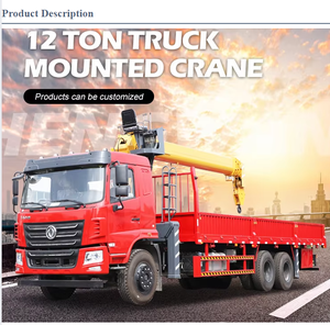 Grúa hidráulica montada en camión con chasis Dongfeng de 12 toneladas, pluma telescópica <span class=keywords><strong>360</strong></span> °   Rotación para Ingeniería de Puentes de Construcción CE ISO - Product Image 1