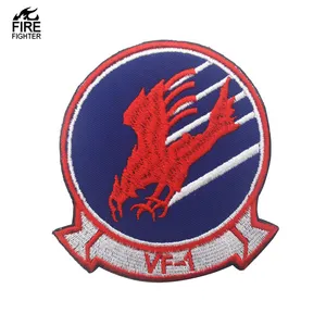 Top Gun Bordir Pesawat VF-1 Buatan Tangan Kain Bordir Film Warna Merah Patch untuk Jaket Kulit