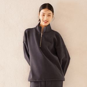 Maglione con logo personalizzato a collo alto <span class=keywords><strong>donna</strong></span> con mezza cerniera <span class=keywords><strong>oversize</strong></span> 100% in <span class=keywords><strong>pile</strong></span> morbido per <span class=keywords><strong>donna</strong></span> mezza Zip felpa felpa - Product Image 2