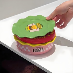 Juego de Tazones Apilables de Cerámica con Forma de Hamburguesa y Estampado de Cerdo LULU, <span class=keywords><strong>para</strong></span> una Divertida Vajilla y Almacenamiento en el Hogar - Product Image 4