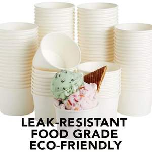 SOPARO 100/200/300/500/1000 PCS 10/12 Oz Gobelets en papier jetables de couleur unie pour la crème glacée, les desserts, les collations, production en série - Product Image 6