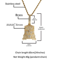 Collier Pendentif Jésus Iced Out pour Hommes, Bijoux Hip Hop en Cuivre Doré Pavé de Zircons Cubiques, Chaîne Bling, Accessoire de Mode Rapper