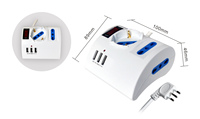 Çoklu Prizli İtalyan Masaüstü Priz 2 Presa 10/16A Bipasso + 1 Presa Bipasso Schuko USB 2A+1C Çoklu Prizli