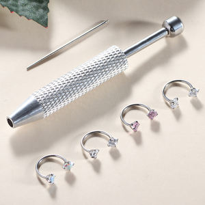 Anneau de nez en forme de <span class=keywords><strong>fer</strong></span> à <span class=keywords><strong>cheval</strong></span> 20G, acier inoxydable 316L, or, zircon, bijoux pour le corps, piercings de nez, anneau pour le cartilage de l'oreille, piercing d'hélice - Product Image 3