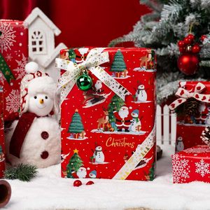 MAYPLUSS Red Christmas <b>Wrapping</b> <b>Paper</b> 17in X 33ft Santa Claus Tree Design Double Side Coated Art <b>Paper</b> - Product Image 5