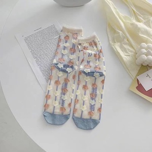 Summer Women Mid Calf High Tube Lace Mesh <b>Socks</b> Breathable Thin Glass Silk Crystal <b>Sock</b> - Product Image 5
