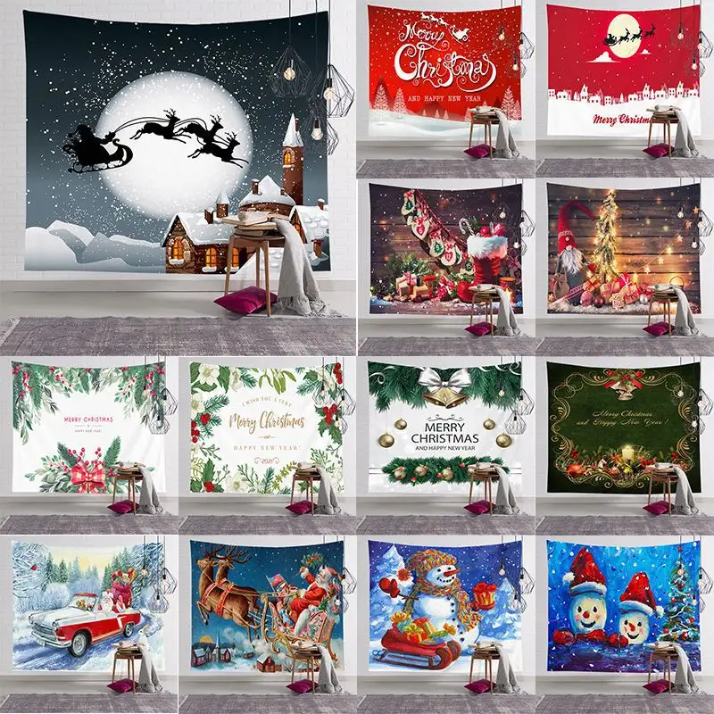 Christmas tapestry for home decorations Christmas banner Wall Hanging Xmas Tapestry Warm Christmas Wall Art for Bedroom Decor