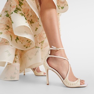 Zapatos de Talla Grande 35-45 para Mujer, Sandalias de Tacón con Hebilla y Punta Abierta, con Perlas, para Bodas, Fiestas y Eventos de Verano - Product Image 1