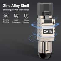ZOERAX 2000MHz 40Gbps Cat8 Shielded Toolless RJ45 Modular Plug, Konektor Ethernet Bebas Alat untuk Kabel LAN Cat8 Solid