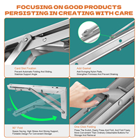 Support d'étagère pliable robuste en acier inoxydable thermolaqué argenté, réglable pour l'organisation de la maison et du bureau