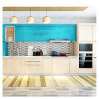Meuble de rangement de cuisine contemporain sur mesure avec portes, tiroirs et plan de travail