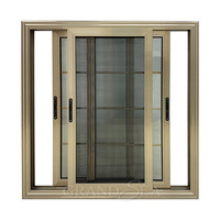 Ventana Corredera de Aluminio de Doble Vidrio Impermeable de Alta Calidad con Diseño de Rejilla y Mosquitera