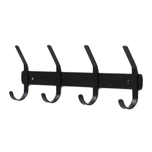 Hot Sale Metal Bathroom Wall Mounted Matt Black Coat Hanger Rails Towel Robe Hook