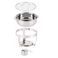 Plat de cuisson classique en acier inoxydable 201 écologique avec couvercle en verre pour buffet, compatible gaz et induction, sans revêtement
