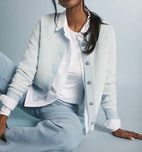 Cárdigan Elegante de Tweed a Cuadros con Bordado a Mano y Botones en la Parte Delantera para Todas las Temporadas - Product Image 2