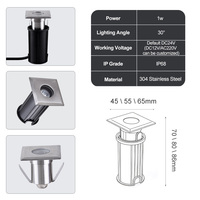 Lampe LED carrée en acier inoxydable 304, 1W 24V, étanche IP68, professionnelle, mini, pour aménagement paysager, parc, encastrée, semi-encastrée