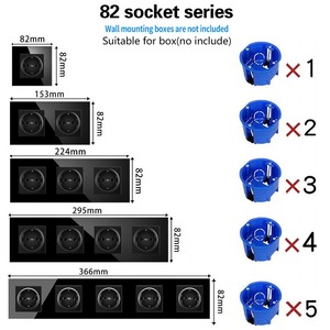 European Standard Wall <b>Socket</b> Type 82 Tempered Glass Panel Recessed Mounting <b>With</b> Claws For Round Box - Product Image 4