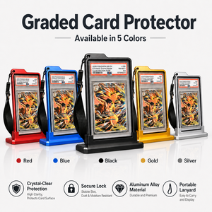 Aluminum Alloy Magnetic Graded Card Slab Protector Double-Sided Tempered Glass for Business Card <b>Display</b> <b>Case</b> Lanyard UV Anti-Ye - Product Image 1
