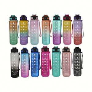 Gourde de voyage en plastique de 32 oz de haute qualité, sans BPA, avec paille en silicone, pour la rentrée scolaire, le sport, la course à pied et les activités de plein air, au design minimaliste et inspirant - Product Image 1