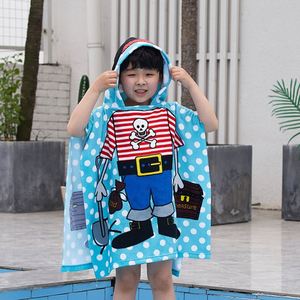 Serviette de plage poncho pour enfants à capuche en coton 100% personnalisée avec impression sur mesure, motif animal, bleu - Product Image 2