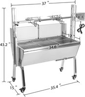 Machine à rôtir au charbon de bois avec chariot commercial, broche à rôtir, machine à barbecue pour îlot de barbecue en plein air