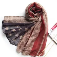 Lenço com estampa de bandeira nacional bandana, lenço americano e europeu, estampado de voile, como lenços, para verão