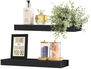 Estantes de madera para libros de 17 pulgadas, estante organizador de almacenamiento flotante de madera, almacenamiento para dormitorio, baño, incluye soportes de montaje para el hogar - Product Image 5