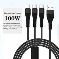 Kabel USB Type-C 3-in-1 INNOPRO Berkualitas Tinggi, Kabel Nilon Berlapis Tembaga Murni, Pengisian Cepat 5A untuk Perangkat IOS - Grosir Pabrik