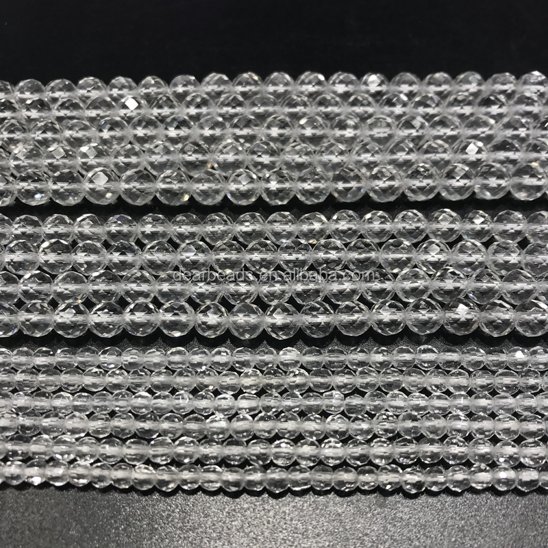 Wholesale Real Natural Faceted Clear Quartz Beads, Gemstone Cut Rock Crystal Bead Strand for DIY Jewelry Making, Length 36cm 14
